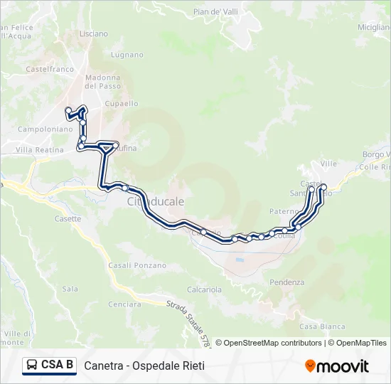 Percorso linea bus CSA B