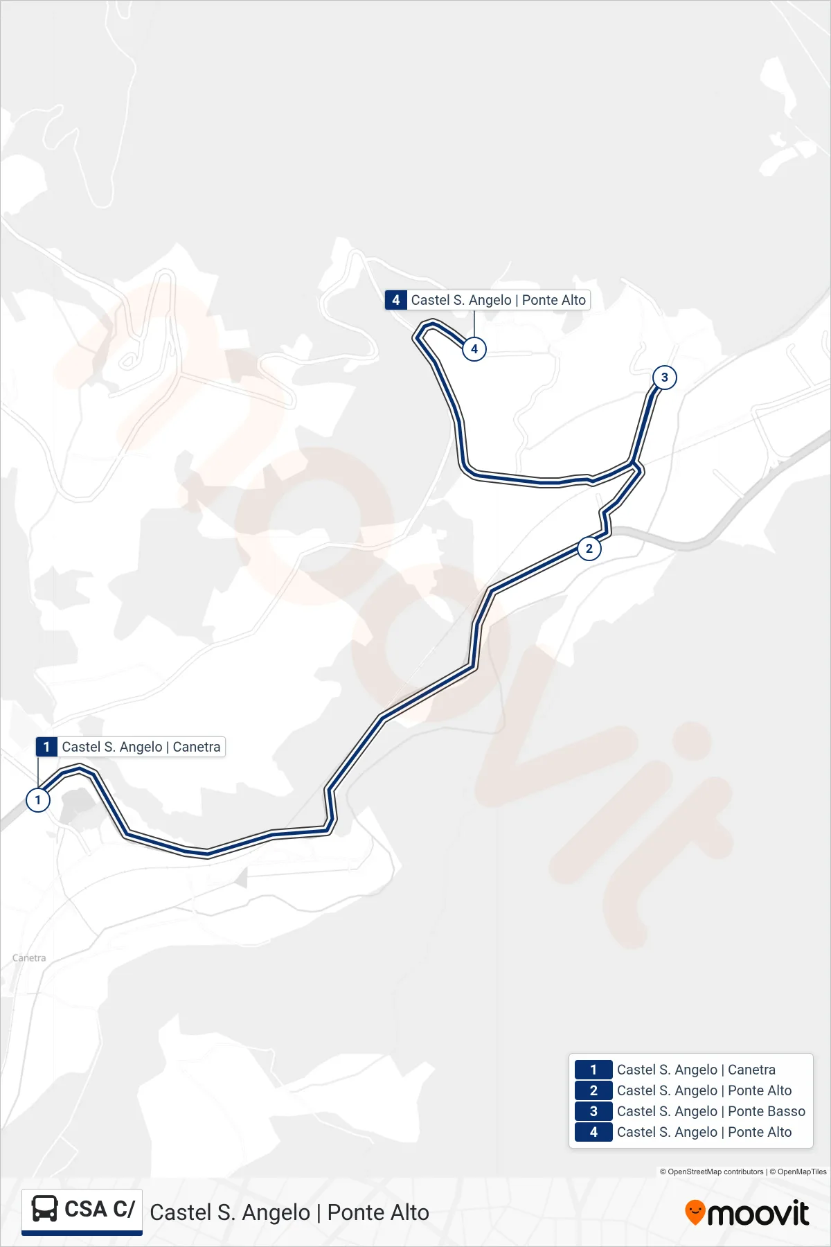 Linea CSA C/ bus (Castel S. Angelo | Ponte Alto) - Percorsi e fermate sulla mappa