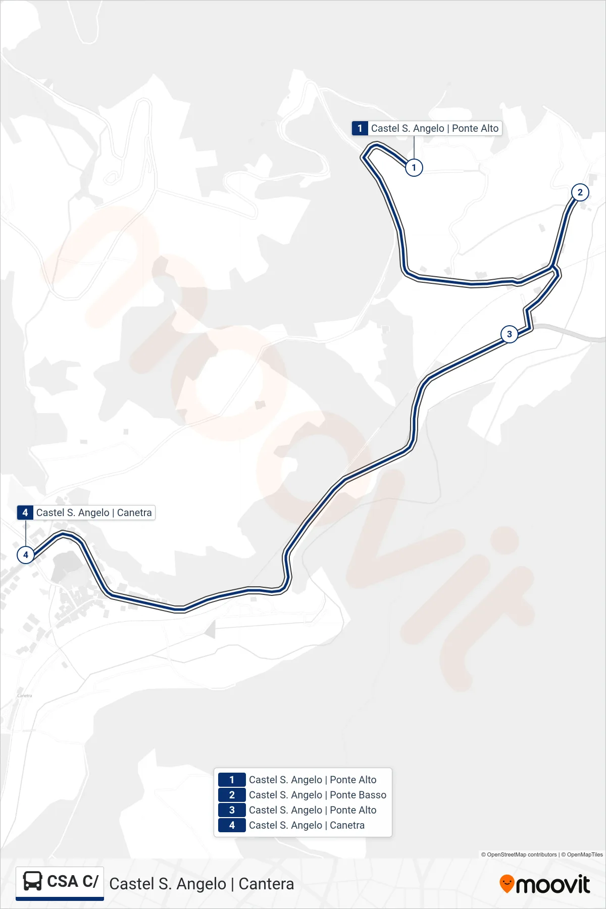 Linea CSA C/ bus (Castel S. Angelo | Cantera) - Percorsi e fermate sulla mappa