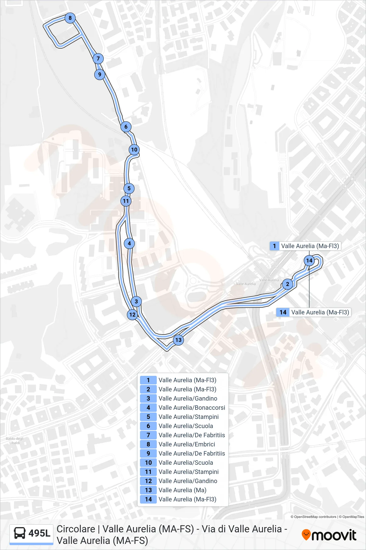 Linea 495L bus (_) - Percorsi e fermate sulla mappa