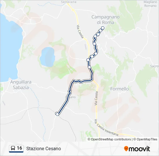 Percorso linea bus 16