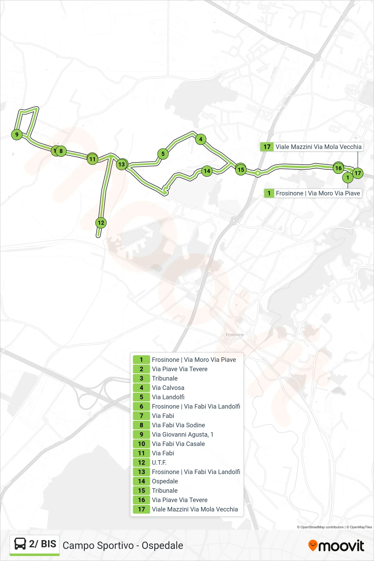Linea 2/ BIS bus (Campo Sportivo) - Percorsi e fermate sulla mappa