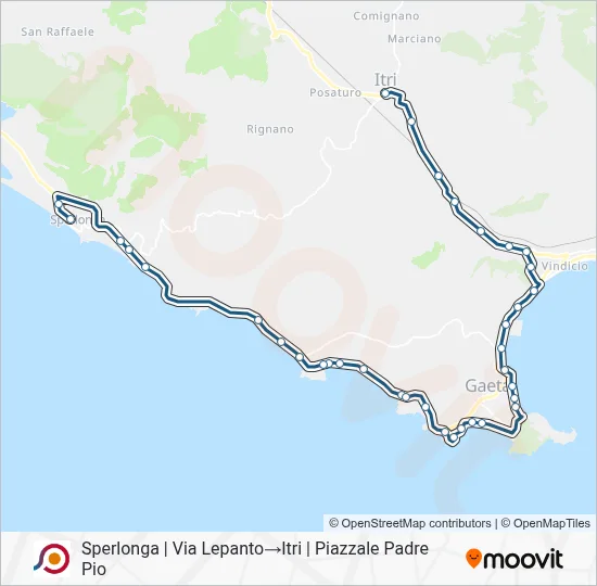 Percorso linea bus COTRAL