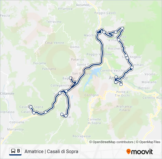 Percorso linea bus B