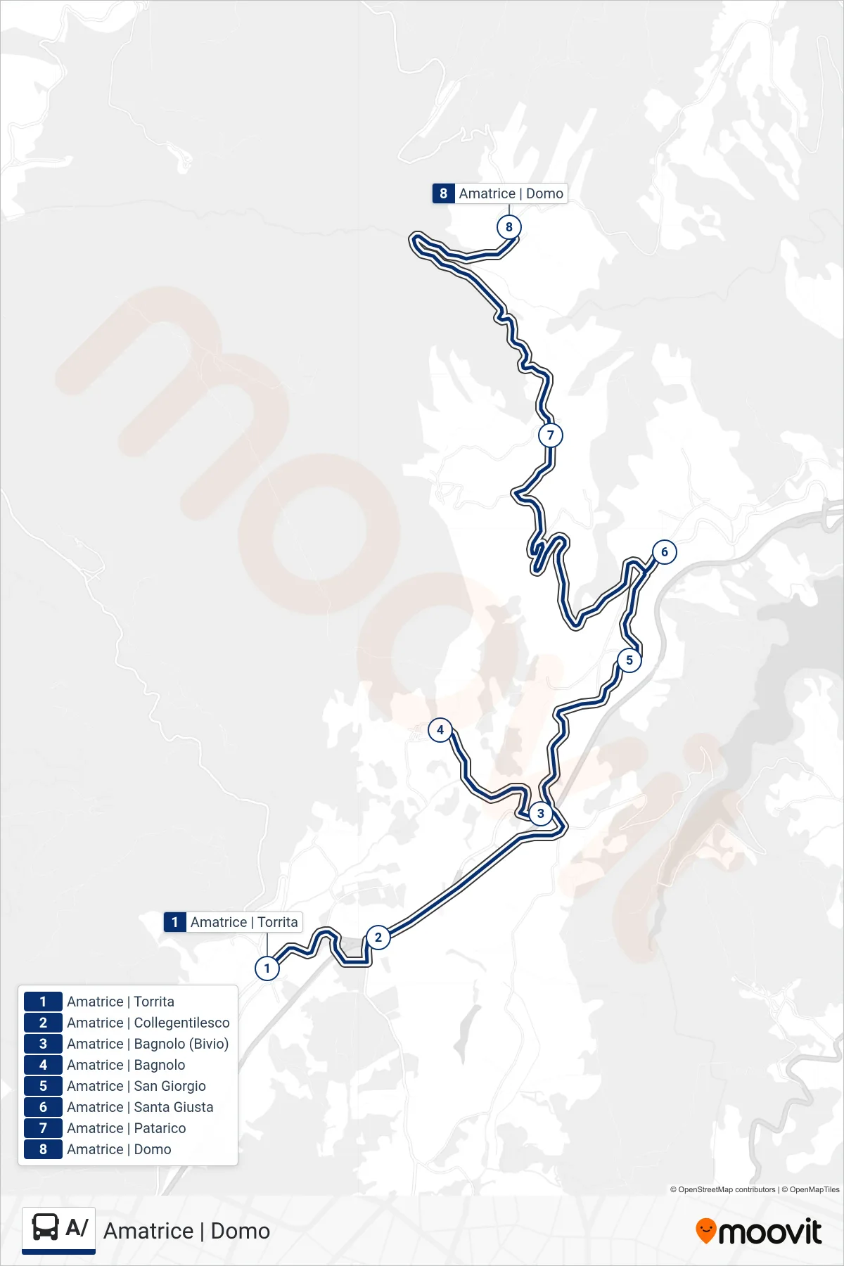 Linea A/ bus (Amatrice | Domo) - Percorsi e fermate sulla mappa