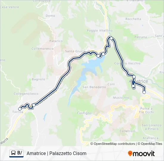 Percorso linea bus B/