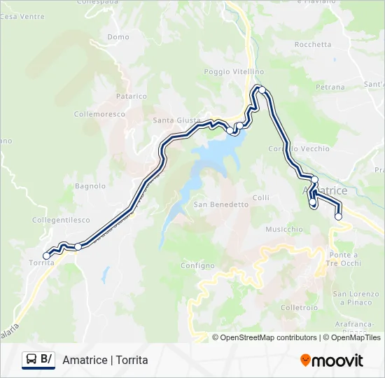 Percorso linea bus B/