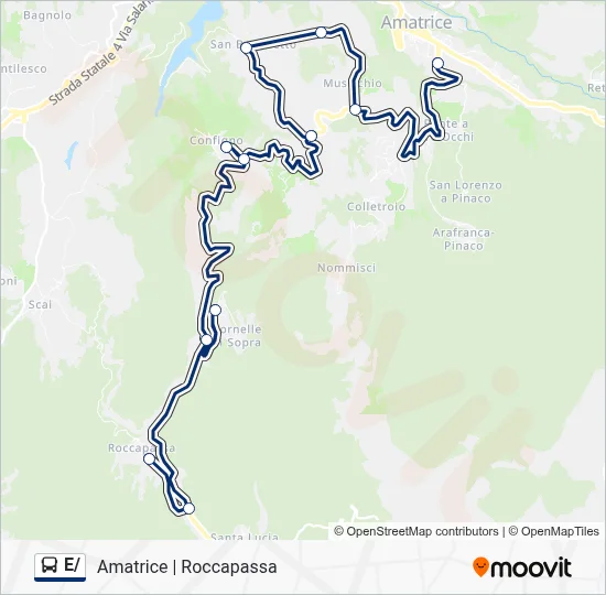 Percorso linea bus E/