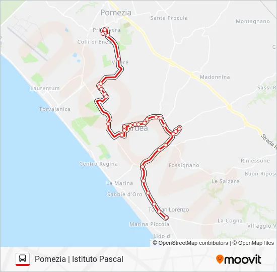 Percorso linea bus PO5 SCOL