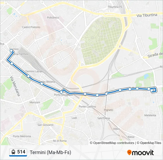 Percorso linea tram 514