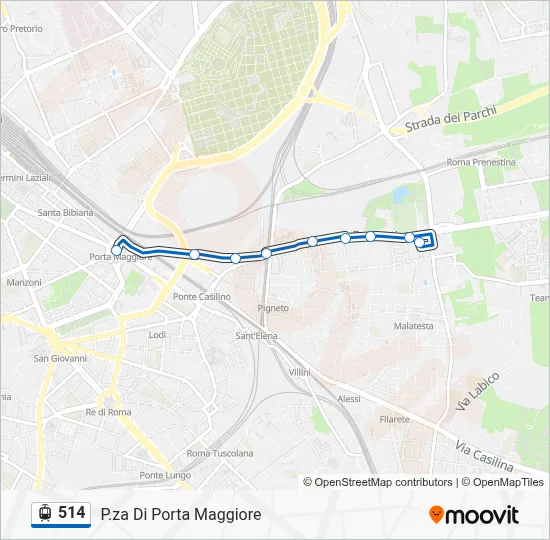 Percorso linea tram 514