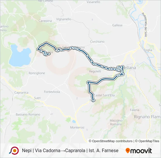 Percorso linea bus COTRAL