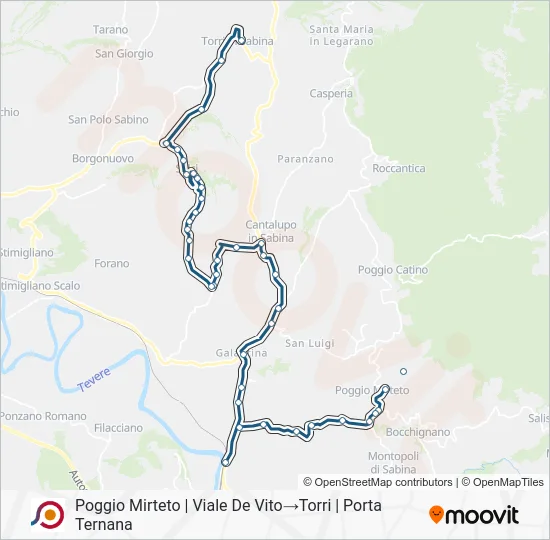 Percorso linea bus COTRAL