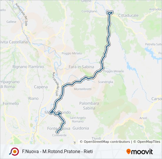 Percorso linea bus COTRAL