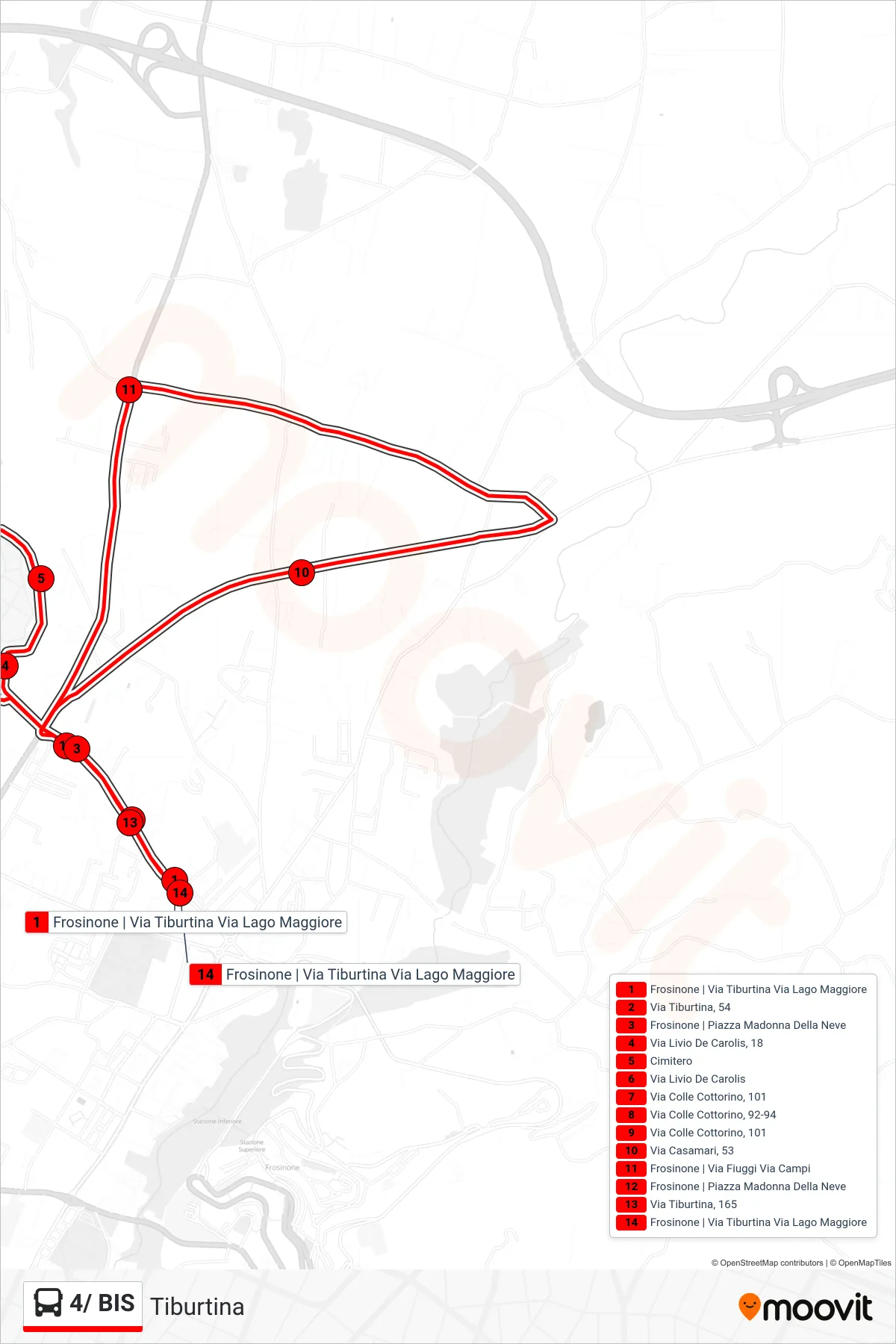 Linea 4/ BIS bus (Tiburtina) - Percorsi e fermate sulla mappa