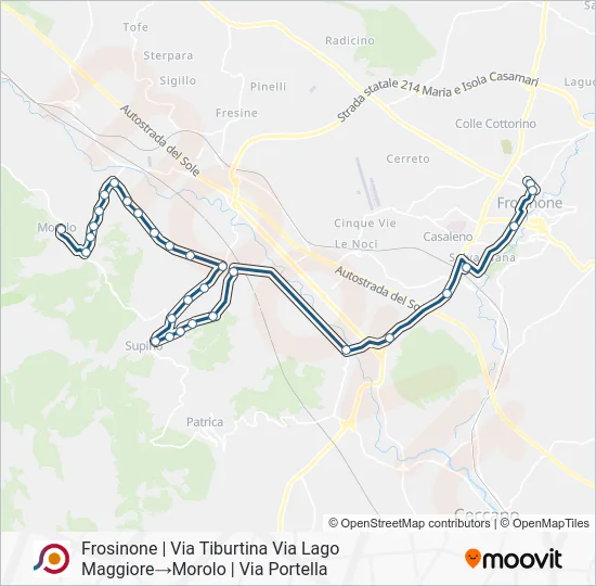 Percorso linea bus COTRAL