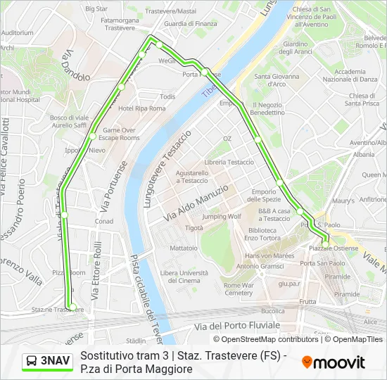Percorso linea bus 3NAV