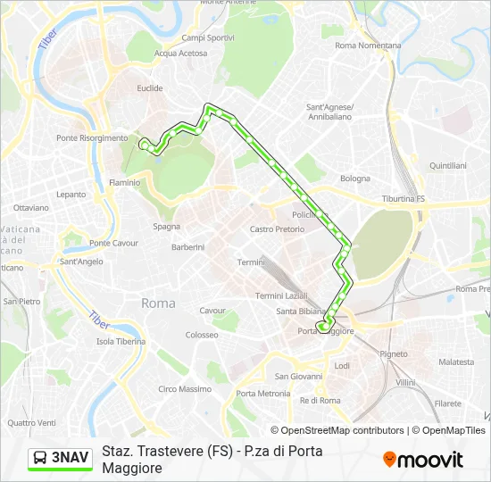 Percorso linea bus 3NAV