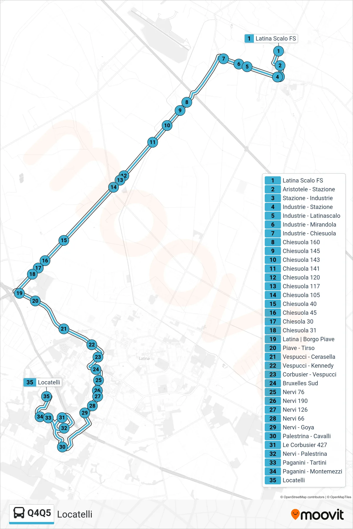 Linea Q4Q5 bus (Locatelli) - Percorsi e fermate sulla mappa