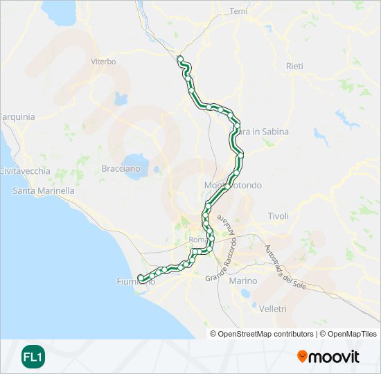 Percorso linea treno FL1