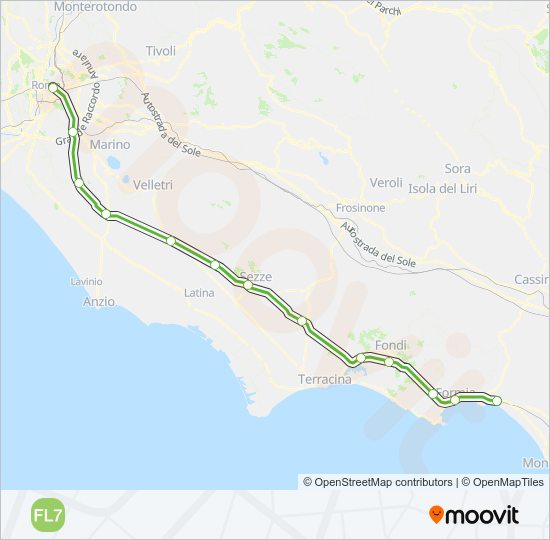 Percorso linea treno FL7