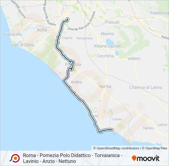 Percorso linea bus COTRAL