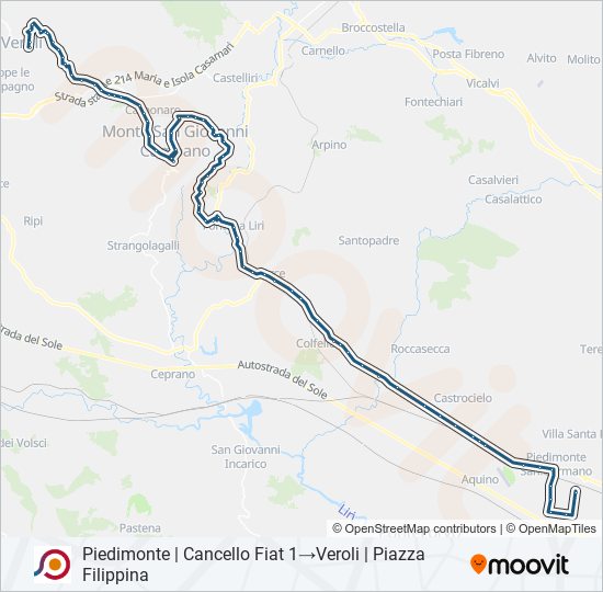 Percorso linea bus COTRAL