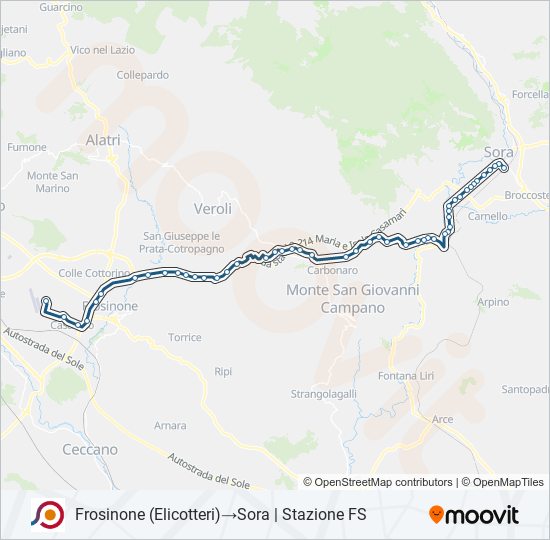 Percorso linea bus COTRAL