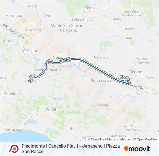 Percorso linea bus COTRAL