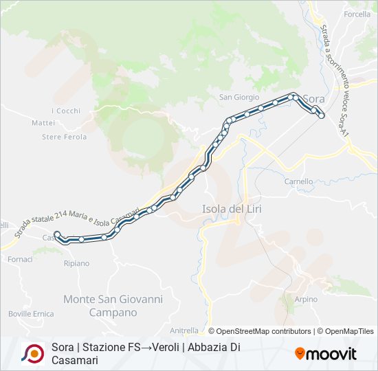 Percorso linea bus COTRAL