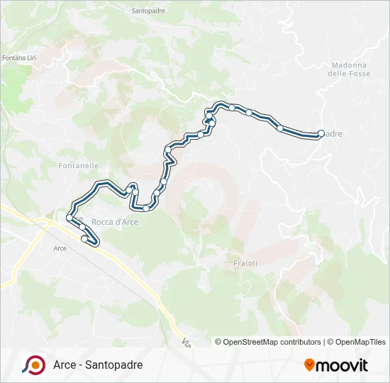 Percorso linea bus COTRAL