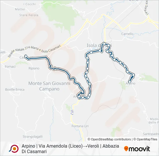 Percorso linea bus COTRAL