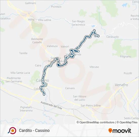 Percorso linea bus COTRAL