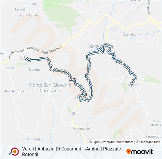 Percorso linea bus COTRAL