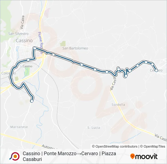 Percorso linea bus COTRAL