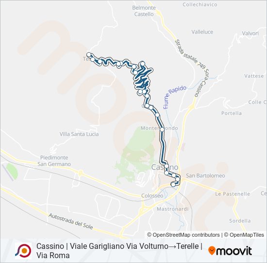 Percorso linea bus COTRAL