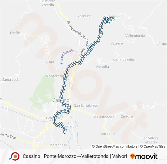 Percorso linea bus COTRAL