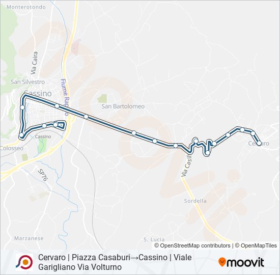 Percorso linea bus COTRAL