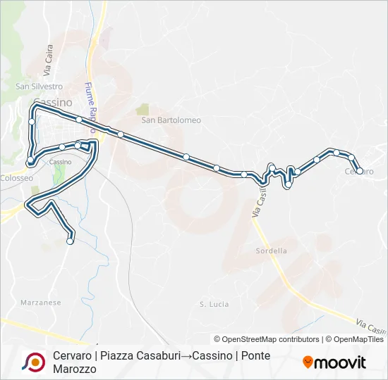 Percorso linea bus COTRAL
