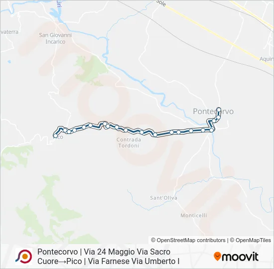 Percorso linea bus COTRAL