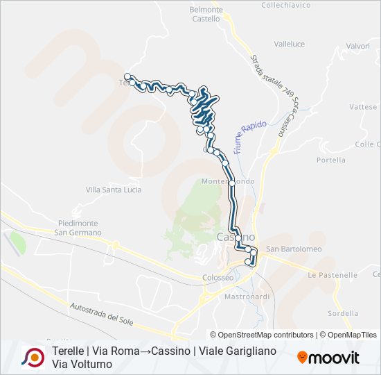 Percorso linea bus COTRAL