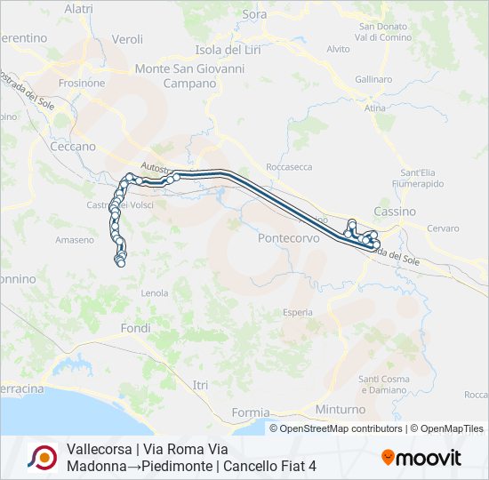 Percorso linea bus COTRAL