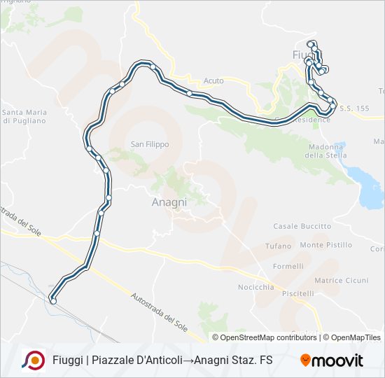 Percorso linea bus COTRAL