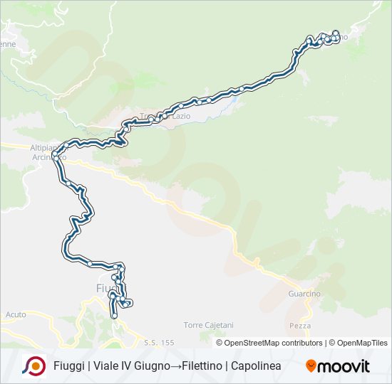 Percorso linea bus COTRAL