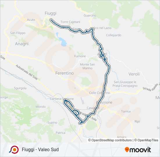 Percorso linea bus COTRAL