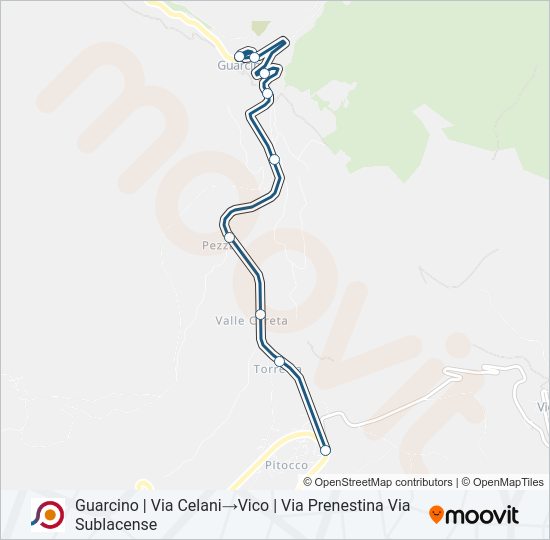 Percorso linea bus COTRAL