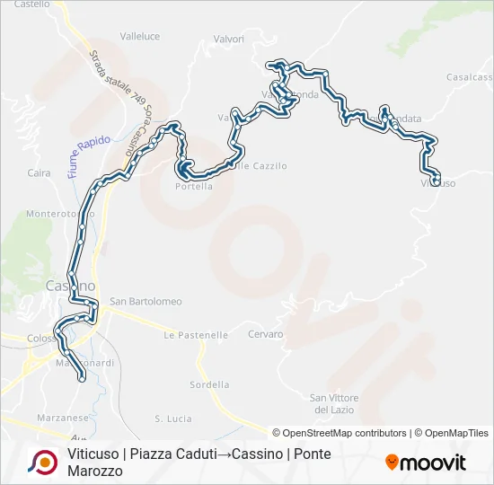 Percorso linea bus COTRAL