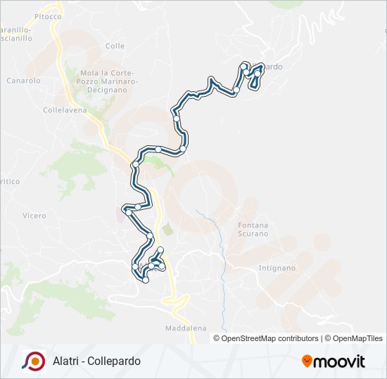 Percorso linea bus COTRAL