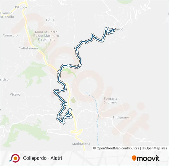 Percorso linea bus COTRAL