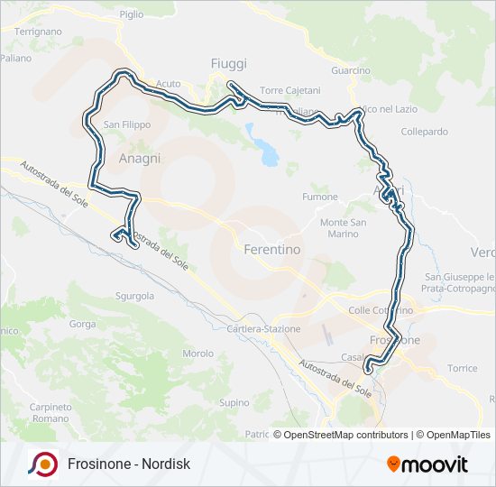 Percorso linea bus COTRAL